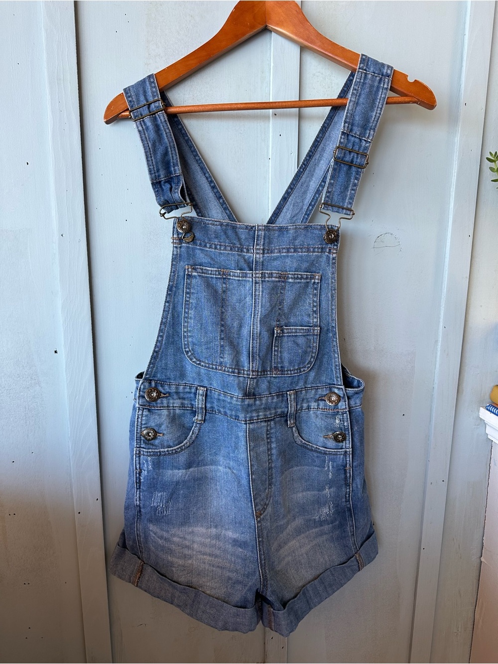 Free People Ziggy Denim Shortalls Sapphire Blue - Picture 7 of 12